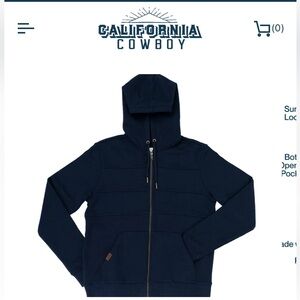 NWOT California Cowboy Men's PCH Full Zip Hoodie - Midnight Navy